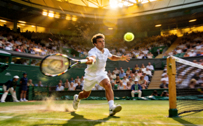 网球大满贯比赛现场 - 运动员发球瞬间